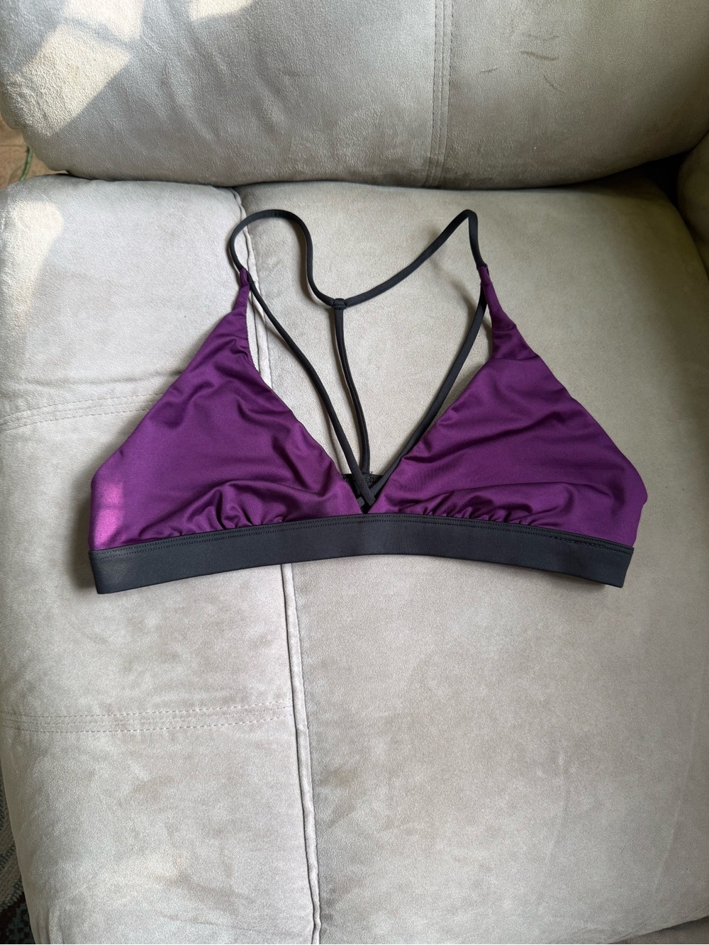 Victoria Sport Purple Triangle Strappy Bralette with Black Trim